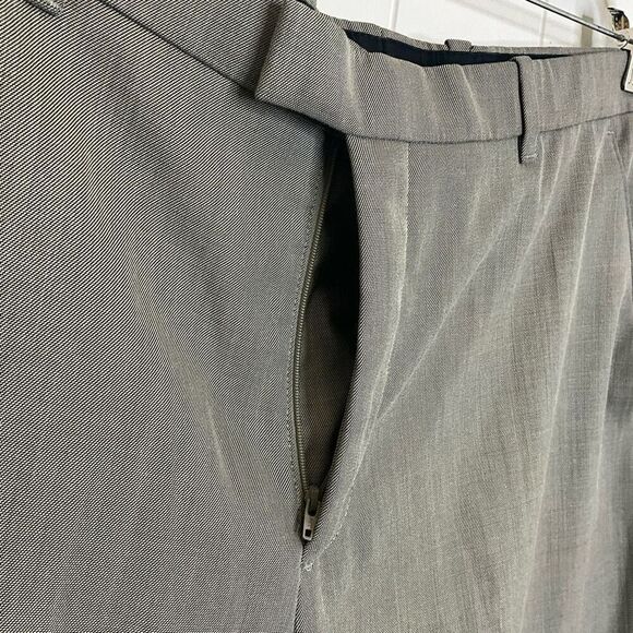Perry Ellis Portfolio Men's 38x32 Grey Flat Front Dress Pants Trousers Slacks - Picture 9 of 15